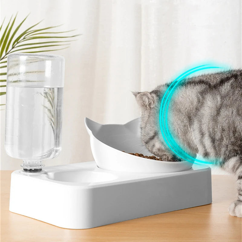 Tigela de Comida para Gatos 2 em 1 - Alimentador Automático