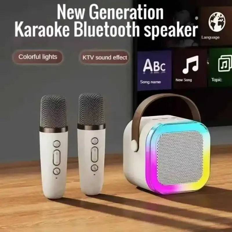 Karaokê Portátil Bluetooth 1-2 Microfones Sem Fio